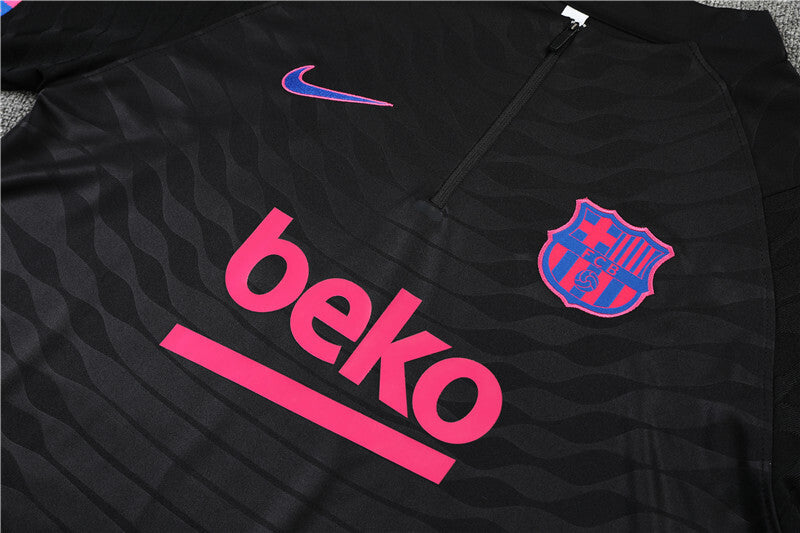2021/2022 Barcelona Half-Pull Tracksuit Black