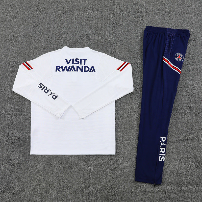 2021/2022 Psg Paris Saint-Germain Half-Pull Tracksuit White