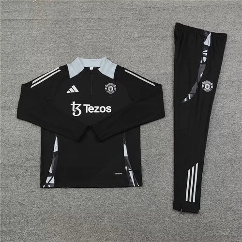 2024/2025 Manchester United Half-Pull Training Wear Black Football Shirt